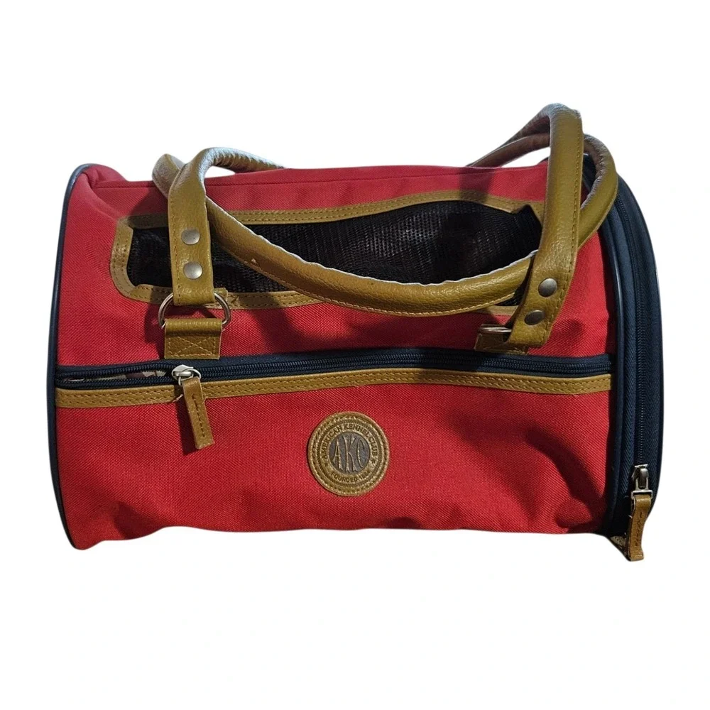 AKC Red Small Dog Bag Carrier American Kennel Sherpa Insert , Pet Travel Bag